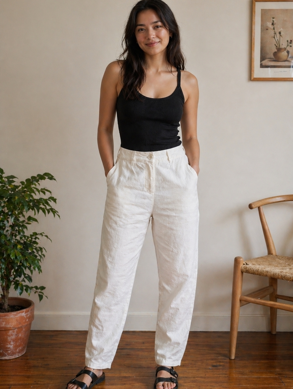 Poetry Fashion New White Linen Pants Natural Size 2 Beachy Coastal Summer